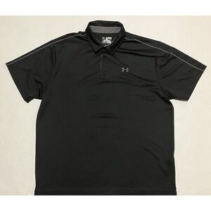 Under Armour Polo Mens Size 2XL Black Loose Heatgear Golf Shirt‎ Sports